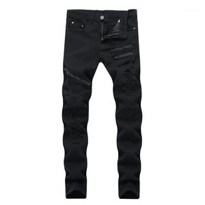 Alta Qualidade Skinny Jeans Men's Spring Spring Marca Ankle-Comprimento Slim Zipper Preto Calças Apertado Casual All-Match Fashion