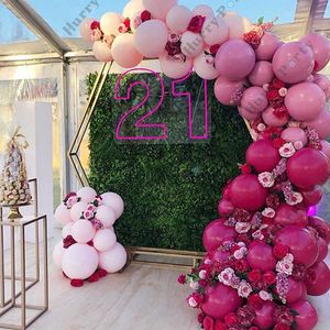 110ピースローズレッドバルーンガーランドアーチキットレトロピンクバルーンセット結婚式の誕生日パーティーの装飾ヘリウムグローブベビーシャワー210626