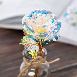 24K Gold Foil Rose Flower LED مضيئة Galaxy هدايا عيد الأم هدية عيد الحب
