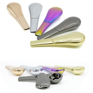 1xPcs Detachable Spoon Ladle Tobacco Metal Smoking Pipe Magnet Scoop Zinc Alloy Anodized Dry Herb pipes smoking accessories Gift Box Journey