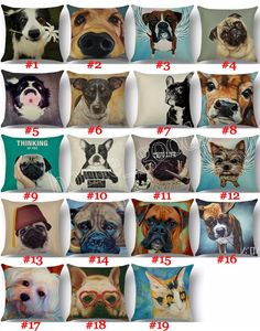 19 designs Animal Pillow Case French bulldog Dog cat Cushion cover Linen Throw Pillowcases sofa office Car home decoration LLD12551