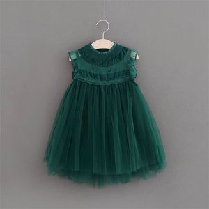 Vendita al dettaglio Summer Girl Princess Dress Flare Sleeve Lace Tulle Sundress per la festa nuziale Abbigliamento per bambini 2-6Y E16890 210610