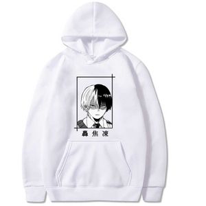 Mój bohater Academia Todoroki Shouto Hoodie Z Długim rękawem Loose z kieszeniami Zima Mężczyzna i Kobieta Y0803 Y0804