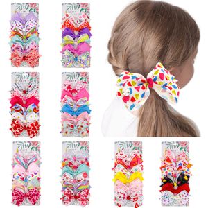 Baby Girls Barrettes Hairpins Bow Hair Clips Kids Heart Dots Print Bowknot With Metal Clip Boutique Hair Accessories 6pcs set KFJ26