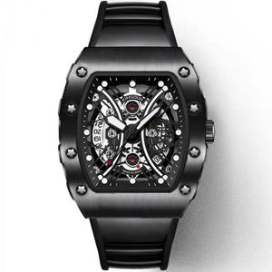 Halbmond-Herrenuhr mit speziellem Design, Silikonarmband, luxuriöse Herren-Quarzuhren, schwarze Lünette, Top-Marke, Präsident, Herren-Armbanduhr für Richman, automatische Datumsuhr, Uhr