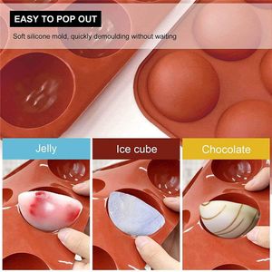 Formas Formas redondas de silicone com 6 cavidades para assar chocolate Cubo de gelo Formas antiaderentes Forma de pudim de geléia Mousse de cupcake Bandeja