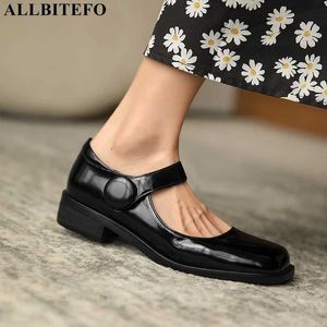 ALLBITEFO cinturino con fibbia in vera pelle donna tacchi scarpe moda casual scarpe tacco medio donna tacchi alti Talons hauts femme 210611