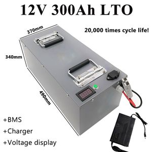 Fast charge 12V 300Ah Lithium titanate 2.4v LTO cells with BMS for solar panel/auto car/inverter vehicle/go cart+20A Charger