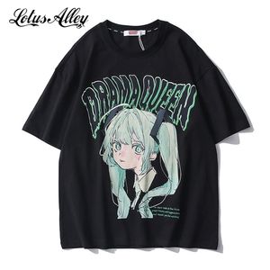 ゴスアニメTシャツジャパン原宿90年代のグラフィックティーオーシャスされたストリートウェアTシャツ半袖Tシャツ漫画男性女性210714