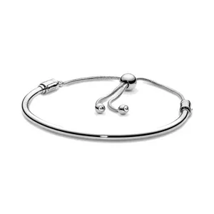 Jóias Fine Autêntica 925 Esterlina Prata Bead Fit Pandora Charme Braceletes Slider Pulseira Momentos Pulseira Corrente de Segurança Pingente DIY Grânulos