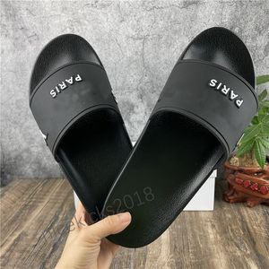 Sliders de Paris Sandálias de Verão Mens Sandálias de Praia Senhoras Ladies Flip Flocos Preto Branco Blue Slides Chaussures Sapatos