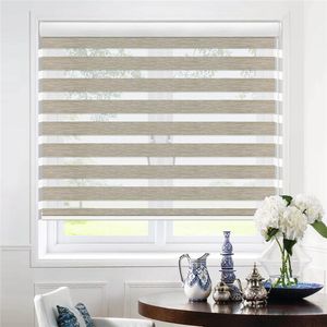Blinds Keego Window Blackout Zebra Blind Dual Layer Roller Shade Corded Sheer Privacy Light Control For Day And Night