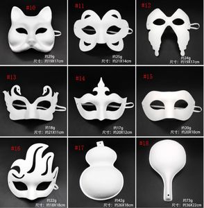 Halloween Full Face Masks DIY Handmålade Massa Gipsad Papper Mache Blank Mask Vit Masquerad Plain Party-Mask Sn2799