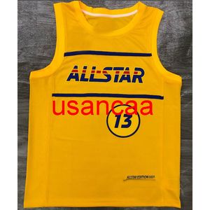 Tutti i ricami 13# GEORGE stagione 2021 maglia da basket gialla all star Personalizza la gioventù delle donne degli uomini aggiungi qualsiasi nome numerico XS-5XL 6XL Vest