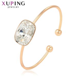 Xuping jóias moda quadrado pulseira de cristal com ouro banhado para mulher presente 50018 q0717