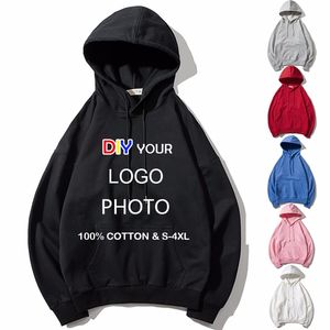 Men/Women Custom hoodies DIY Po Text Print hooded Hoodie Embroidery Customized sweatshirt cotton high quality streetwear 210813