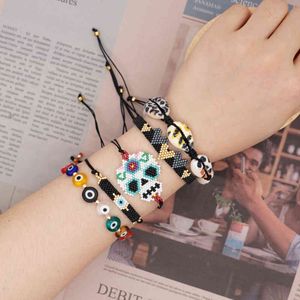 Go2boho mexico skalle armband miyuki hjärta armband för kvinnor turkiska onda ögonpulsas handgjorda leopard skal smycken gåva