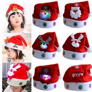 LED Cappelli di Natale Light Up Cap Pupazzo di neve Alce Cappelli di Babbo Natale per bambini adulti Capodanno Navidad 2022 Decorazione del partito Regali di Natale