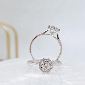 Azuo Orignal 18K белые золотые чистые бриллианты 020CT H SI Сердце обручальное кольцо для женщин-вовлеченной вечеринки AU750