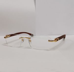 Erkekler için Altın Ahşap Çoğlu Gözlük Çerçeveleri Klasik Gözlükler Şeffaf Çerçevesiz Gözlük Kutu