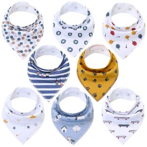 Bebek Önlükler, 8 Paketler Bebek Bandana Drool Bibs, Unisex Şık Tasarım Bandana Önlükler Erkek Kızlar için 100% Organik Pamuk Bibs 210226