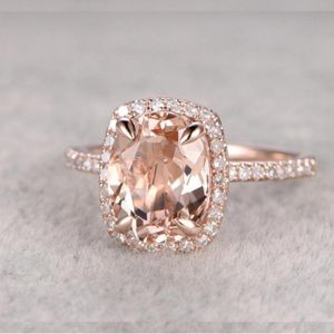 Fedi nuziali marcatsa marca champagne cristallo anello con zirconi cubici oro rosa tono colore moda gioielli di fidanzamento per le donne