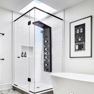 Bathroom Shower Sets LED Light Panel Waterfall Rain Faucet Set SPA Massage Jet Bath Column Mixer Tap Tower