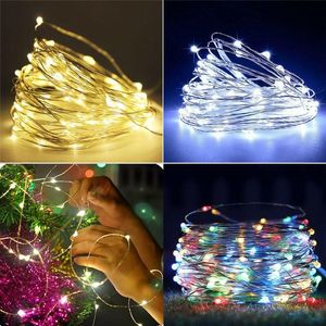Dizeler 2m-10m Çok Renkli LED Pil Mikro Pirinç Tel Bakır Peri Dize Işıkları İç Mekan Açık Düğün Noel Dekorasyonu