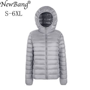Bang Brand Large Size 6XL Women's Down Coat Plus Ultra Light Down Jacket Women Lightweight Portable Windbreaker Parka 210916