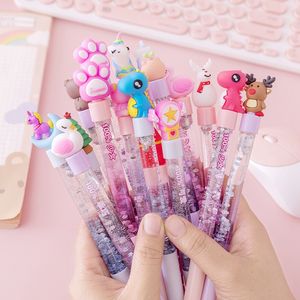 Płynny kolorowy Quicksand Żel Pen 0.5mm Nowość Student Cartoon Pisanie Narzędzia Papiernicze Kawaii Długopisy School Materiały 0513