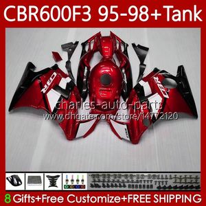 Metall Red Body Kit för Honda Bodywork CBR600F3 600CC 600FS 64NO.182 CBR 600 600F3 95-98 CBR600 F3 FS CC 97 98 95 96 CBR600FS CBR600-F3 1997 1998 1995 1996 Fairing + Tank