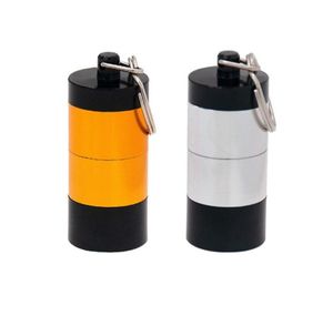 Bärbar DAB Wax Tobacco Container 4 Lager Medicin Box Metallpiller Fodral Jars Förvaringshållare För Torr Herb Herbal Vaporizer Keychain Sn3249