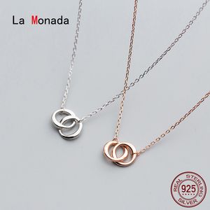 La Monada silverkedja halsband för kvinnor cirkel interlock mode minimalistiska silver 925 smycken på nacken Kvinnor halsband 29 Q0531