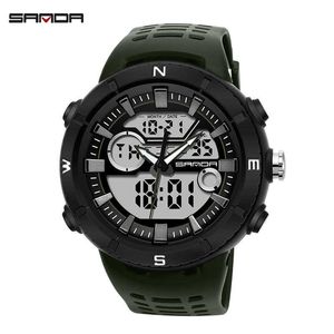 2021 Orologio sportivo da uomo Orologi elettronici di lusso Top Brand SANDA Doppio orologio da polso Moda giovanile Chrono Sveglia Ore maschili G1022