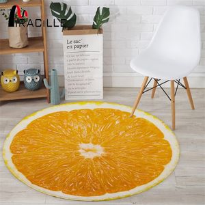 Miracille 3D Print Owoce Round Carpet Soft Coral Velvet Bed Living Room Dywanik Niepoślizgowy Łazienka Mata Tabela Mat Yoga Decor 210301