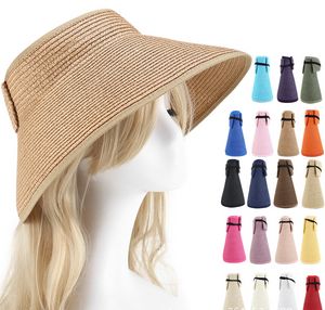 Beach Sunshade Пустой Топ Шляпа Женщины Летние Солнце Защита Соломенная Шляпа Складной Большой Взрослый Родитель-Детская Шляпа