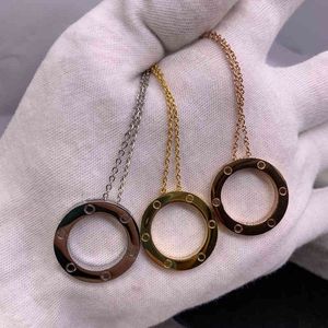 Moda in acciaio in acciaio pieno pietre pietre marcatura a vite collana di amore per le donne ragazze scivolo con pendente neckalce collari coller