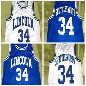 Custom Retro #34 Jesus Shuttleworth College Basketball Jersey 남성 스티치 흰색 파란색 크기 2xs-5xl 이름 및 번호