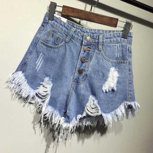 Kvinnors shorts 2021 High Tails Bart Utförade benöppningar Plus Size Sexig kort Jeans Fashion Casual Summer Cool Booty