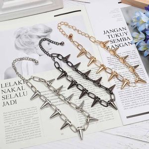 Chains Rivets Chokers Punk Goth Handmade CCB Material Choker Necklace Silver Spike Rivet Rock Gothic