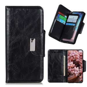 Slot multifunzione 6 carte Slot Flip Leather Custodie portafogli per iPhone 13 11 12 Pro Max Mini XR XS 8 7 Samsung S21 PLUS FE Telefono Supporto Stand Kickstand Fashion Pouch