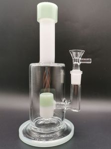Jade Green Bongs Hookahs 8,5 tums h￶g tjock b￤ger￥tervinning Dab Rigs Water Reting Pipes med 14 mm sk￥l