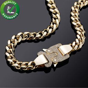Męski naszyjnik luksusowy projektant biżuterii hip -hop kubańska łańcuch łączy złota srebrne deklaracje naszyjniki Diamentowe sześcienne cyrkonia raper raper moda akcesoria 12 mm w