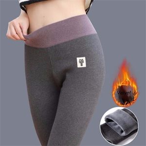 Kobiety Legginsy Bawełna Jesień Zimowy Aksamit Ciepły Gruby Legging High Waist Plus Size Push Up Soft Casual 211204