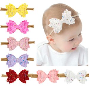 Baby Girls Sequin Bow Headbands Kids Elastic Headband Crianças Nylon Acessórios de Cabelo Criança Bowknot Hairbands Headwear Kha259