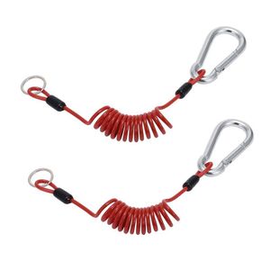 4 Ft RV Trailer Emergency Anti-Lost Cable Coiled Strap With Spring Clip Safety Breakaway Cable Camping Car Accessory 2pcs
