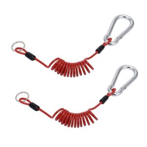 4 ft RV Trailer Emergency Anti-Lost Cable Coiled Rem med Spring Clip Säkerhet Breakaway Camping Car Bill Accessory 2pcs