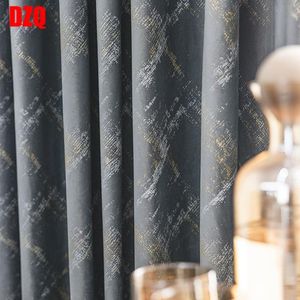 Curtain & Drapes Nordic Simple Japanese Style High-grade Gray Bronzing Velvet Curtains Blackout Lattice Living Room Bedroom