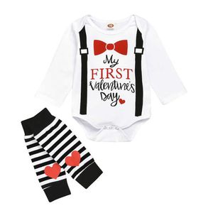 İlk Sevgililer Günü Bebek Bebek Erkek Kız Romper Çocuklar Kıyafet Giysileri G1023 Tops