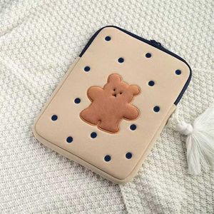 Korea Cartoon Tablet Case Cute biscuits bear protective cover for laptop ipad pro 9.7 11 13 15.6 inch Storage Sleeve inner bag 202211